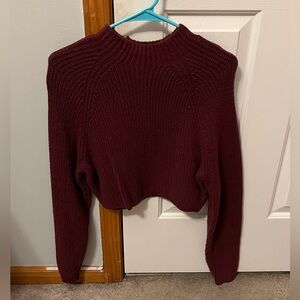 Hollister Burgundy Cropped Sweater